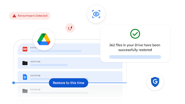 This video shows Google Drive for desktop detecting a ransomware attack, stopping file uploads to the cloud and allowing a user to easily restore multiple files.