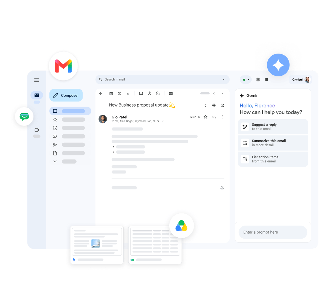 Gmail 中的 Gemini 可为用户提供回复建议、生成电子邮件摘要，以及列出待办事项。