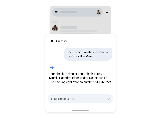 通过 Gmail 中的 Gemini AI 助理查找酒店的确认详情