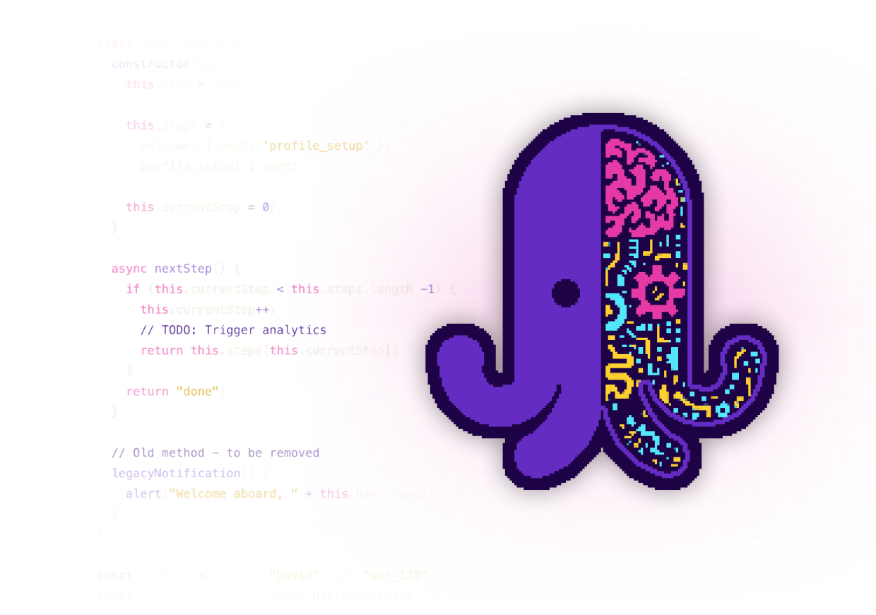 Jules logo overlayed above a code editor.