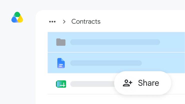 通过 Google 云端硬盘共享文件。