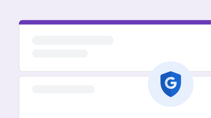 带有代表安全的防护盾牌图标的 Google 表单界面