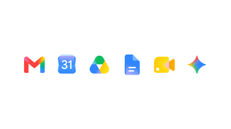 一行代表各款 Google Workspace 产品的图标。