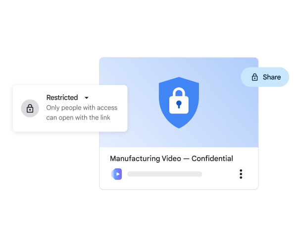 Google Vids에서 액세스가 제한된 동영상 파일이 표시되는 편리한 디자인의 UI