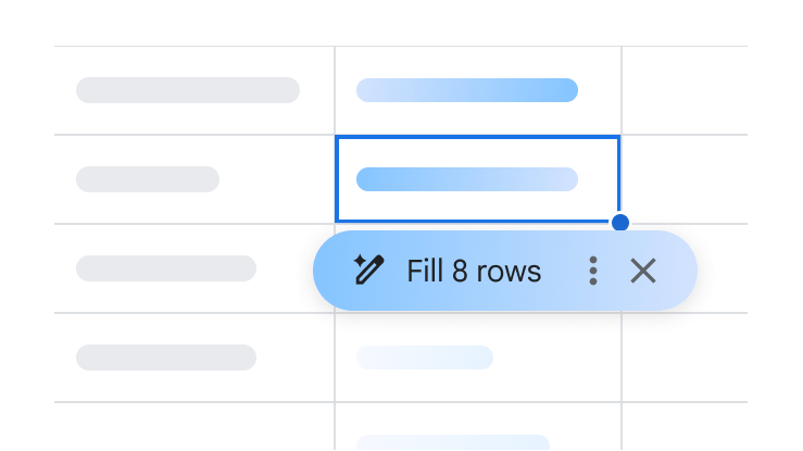 Gemini suggests to fill 8 rows in Sheets
