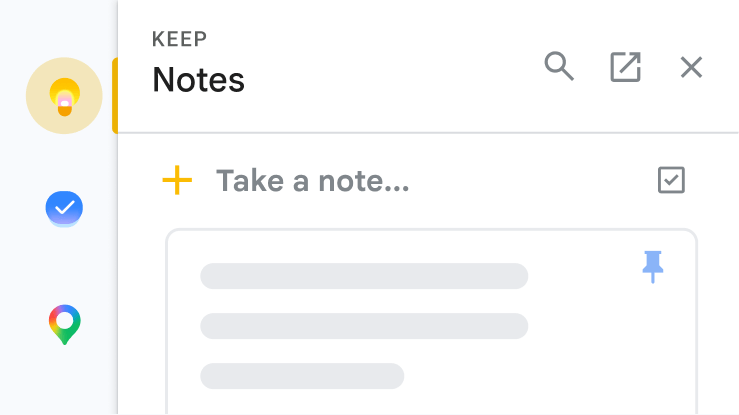显示 Google Workspace 中一则 Keep 记事的界面
