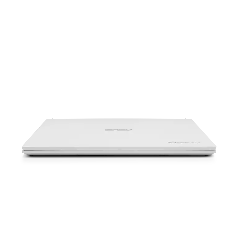 Asus Chromebook Plus CX34 device shown closed in a direct front view.