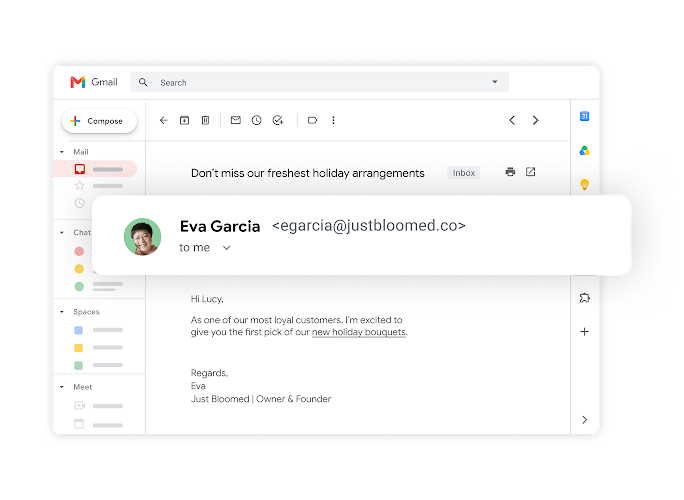 Workspace user with custom professional email @yourcompany