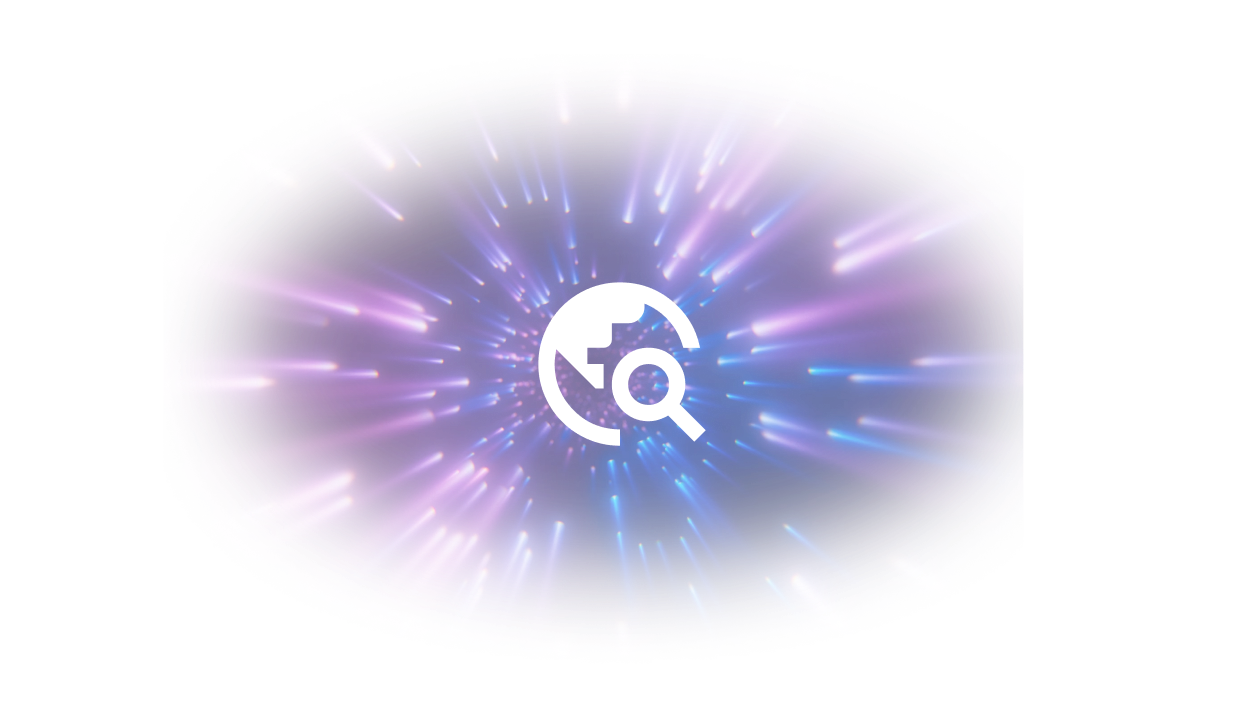 Search icon over a galaxy-style background of glowing light.
