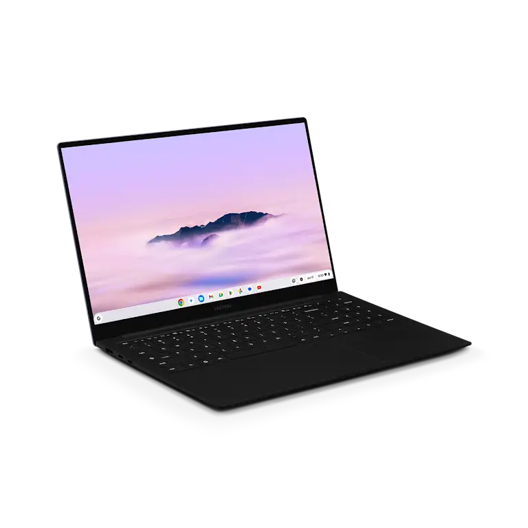 Samsung Galaxy Chromebook Plus device left side view.