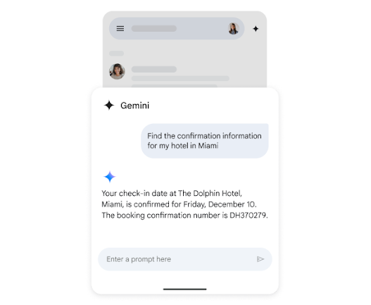 通过 Gmail 中的 Gemini AI 助理查找酒店的确认详情