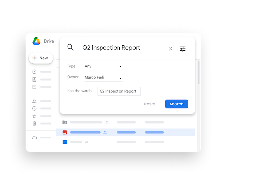 Google Workspace interface graphic – Drive search