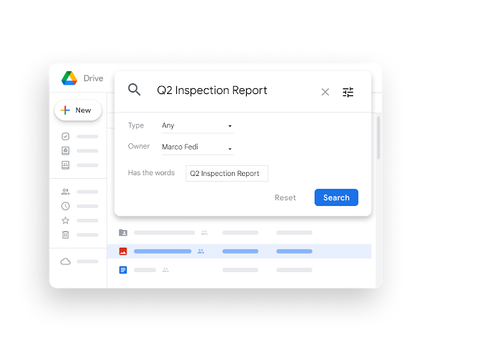 Google Workspace interface graphic – Drive search