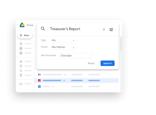 Google Workspace interface graphic – Drive search