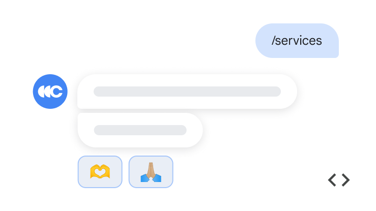 Google Chat 中的回应，包括心形手势和击掌表情符号